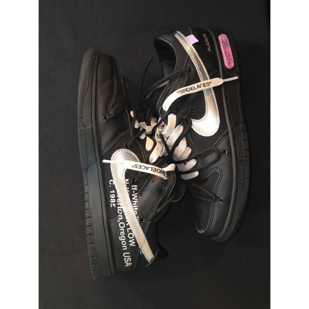 Nike Dunk Low Off White 50 of 50 Black Silver Men's‎ Size 8.5 DM1602 001